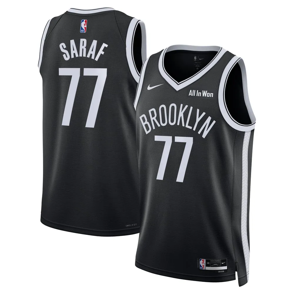Ben Saraf Brooklyn Nets Nike Unisex Swingman Badge Jersey - Black - Icon Edition