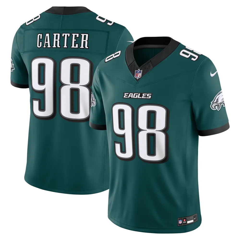 Jalen Carter Philadelphia Eagles Nike Team Vapor F.U.S.E. Stitched Limited Jersey - Midnight Green
