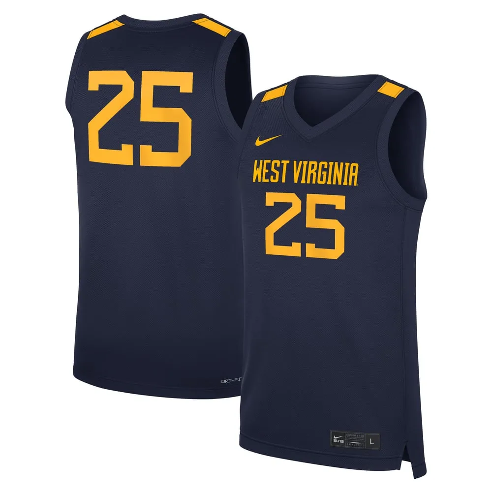 #25 West Virginia Mountaineers Nike Road Replica Basketball Jersey - Navy
