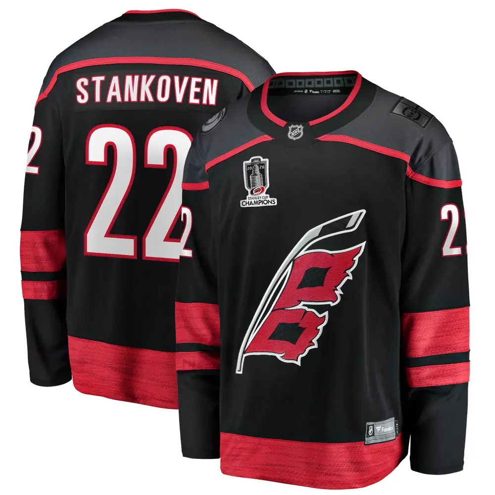 Logan Stankoven Carolina Hurricanes Fanatics 2026 Stanley Cup Champions Home Breakaway Jersey - Black