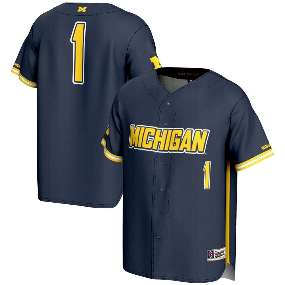 #1 Michigan Wolverines GameDay Greats Lightweight Baseball Fashion Jersey - Navy