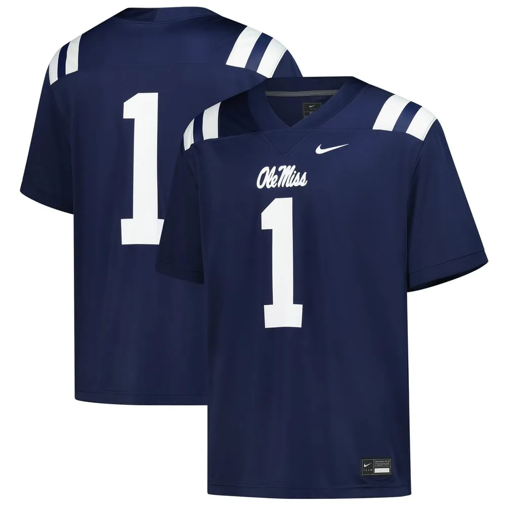 #1 Ole Miss Rebels Nike Untouchable Football Jersey – Navy