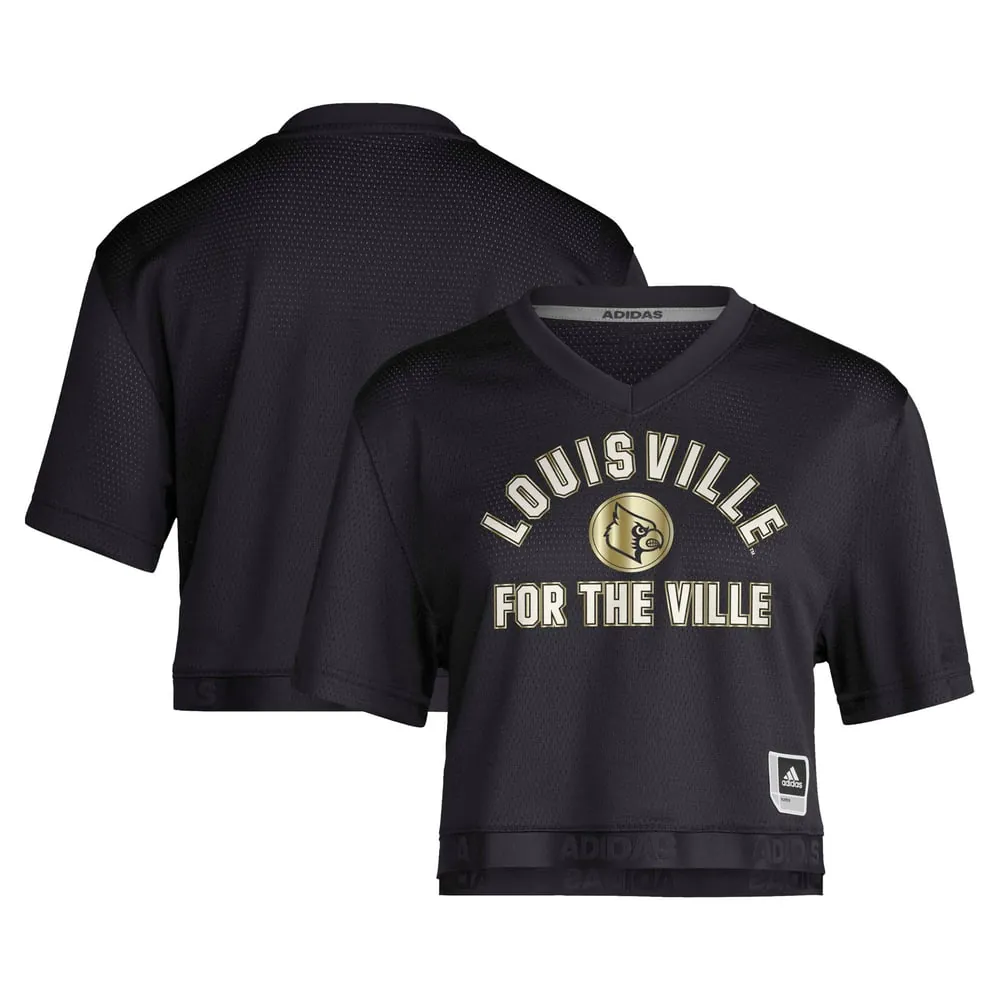 Louisville Cardinals adidas Women's Strategy Cropped Football Jersey - Black