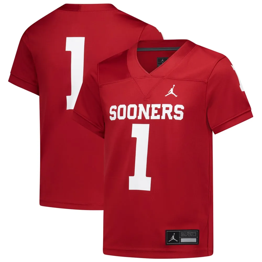 #1 Oklahoma Sooners Jordan Brand Preschool Untouchable Replica Football Jersey - Crimson