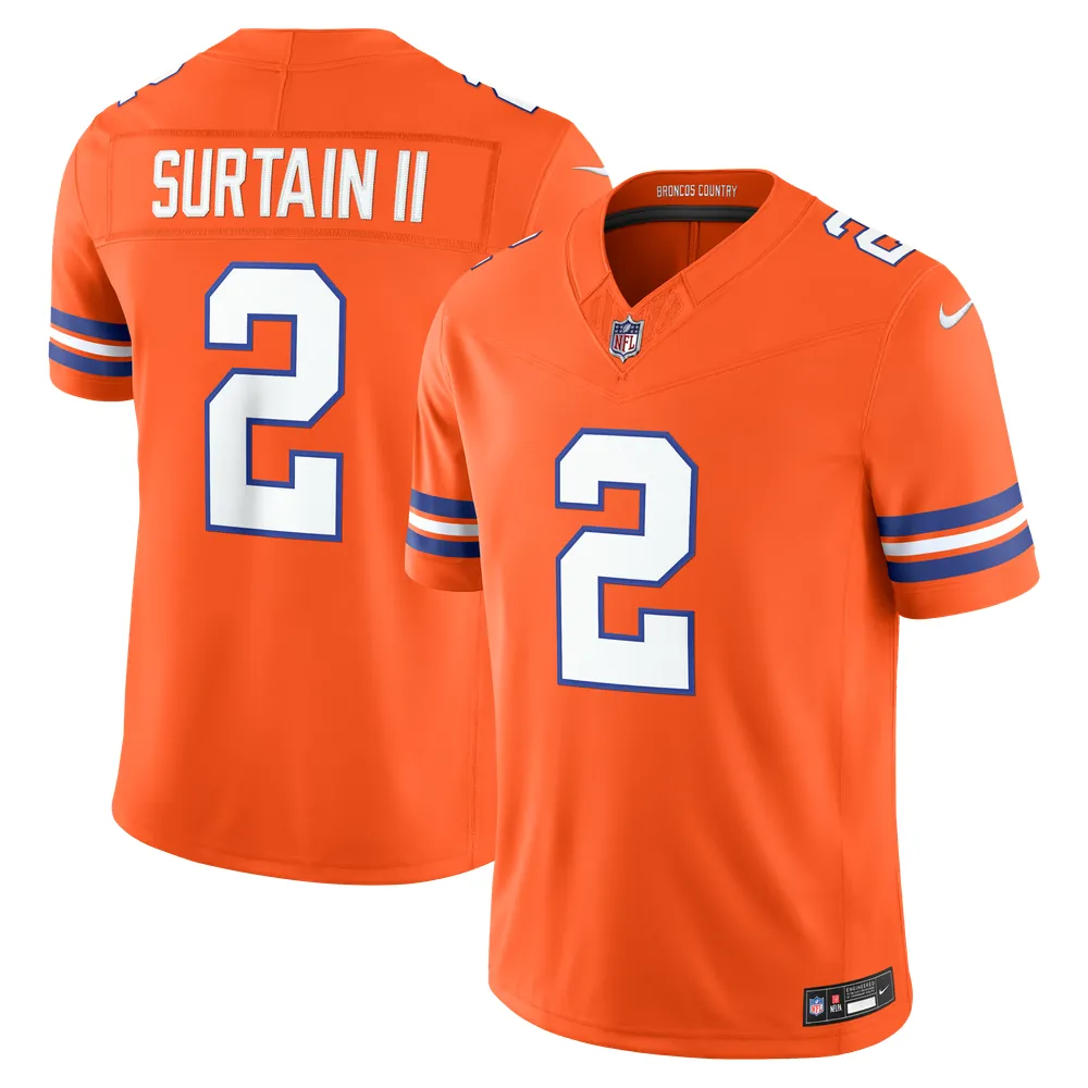 Patrick Surtain II Denver Broncos Nike Alternate Mile High Collection 1977 Throwback Vapor F.U.S.E. Stitched Limited Jersey - Orange