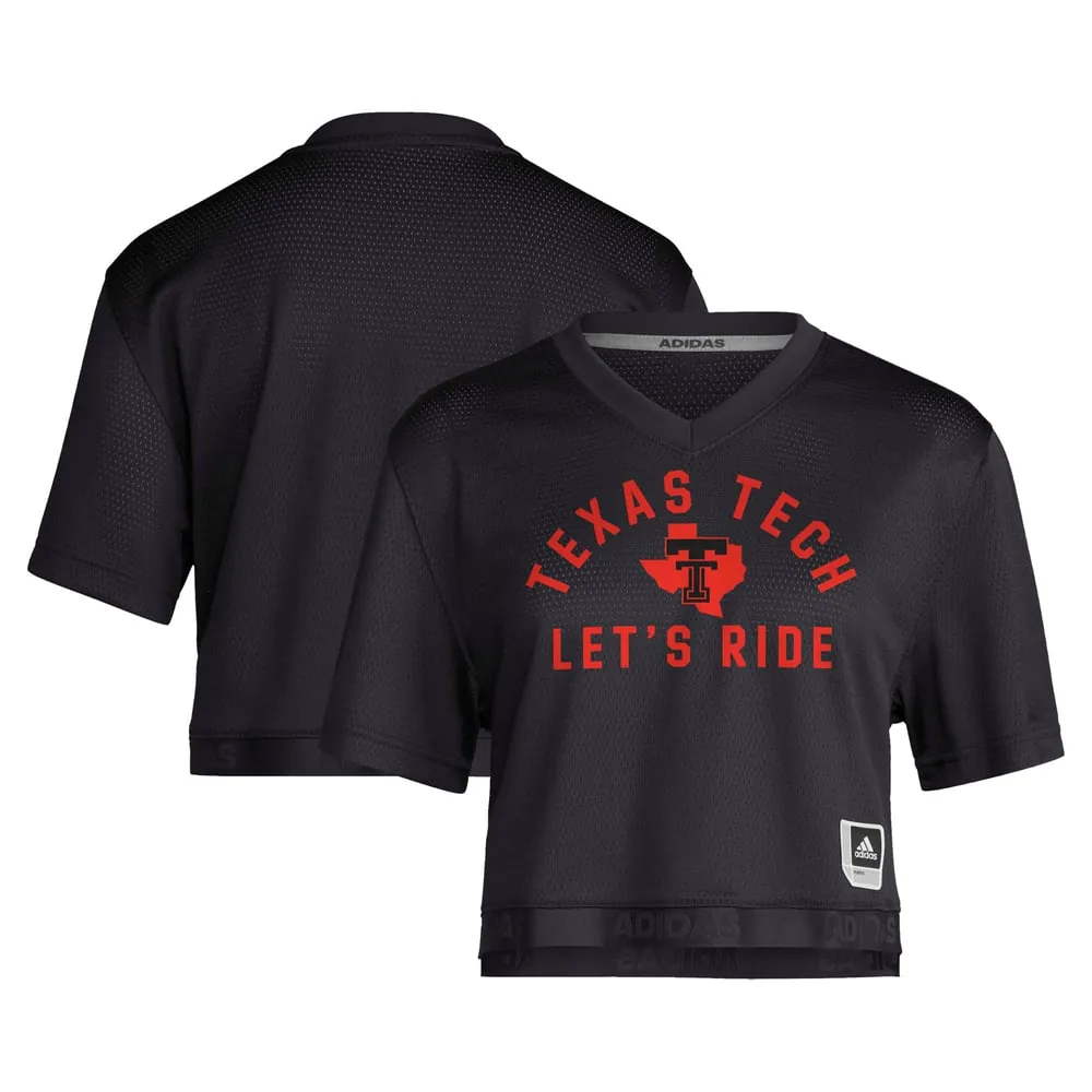 Texas Tech Red Raiders adidas Women's Strategy Cropped Football Jersey - Black