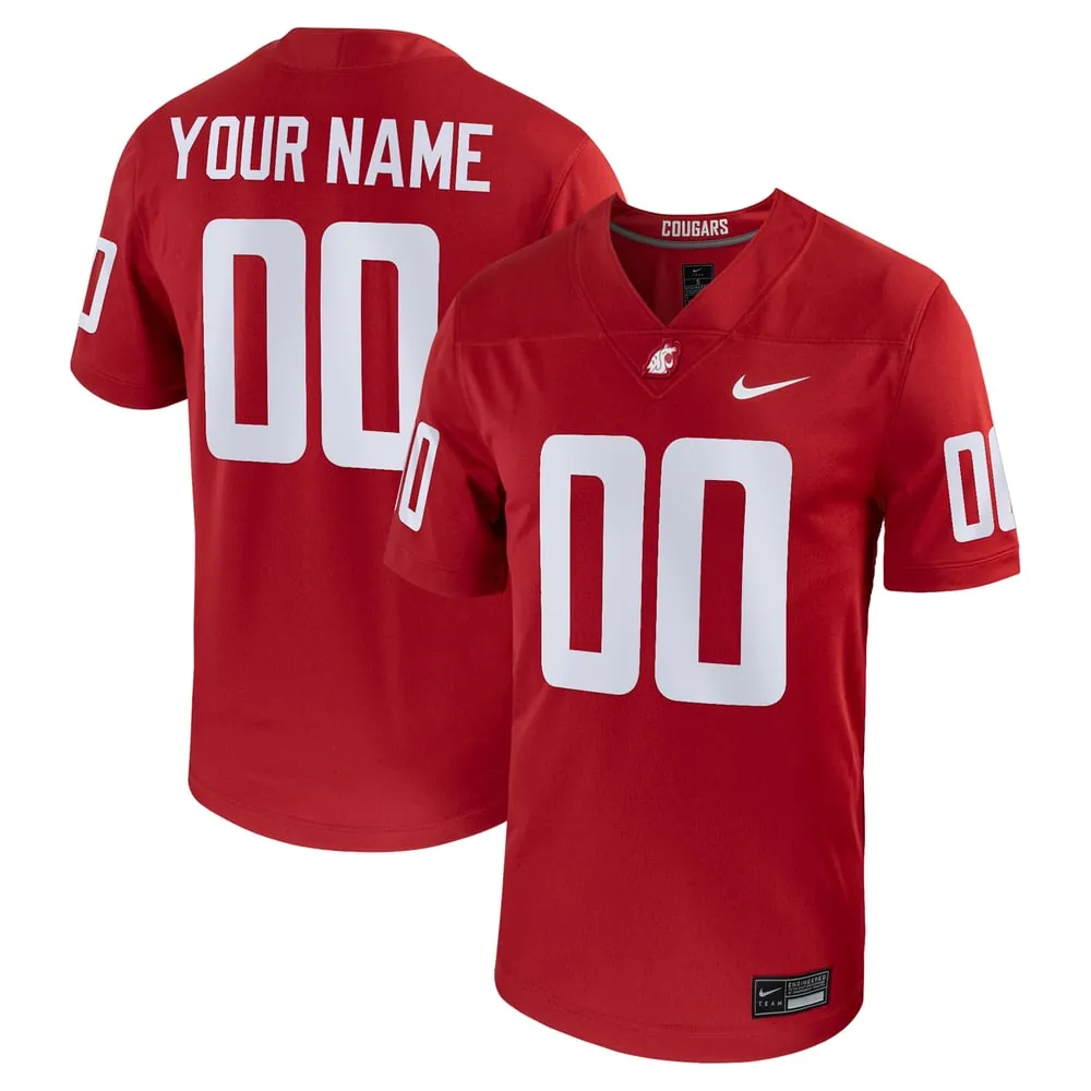 Washington State Cougars Nike Football Custom Game Jersey - Crimson