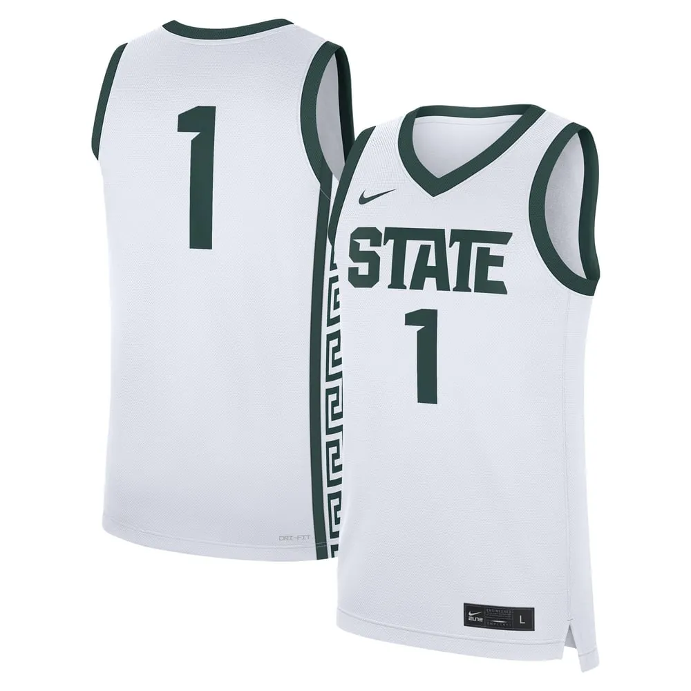 #1 Michigan State Spartans Nike Home Replica Jersey - White