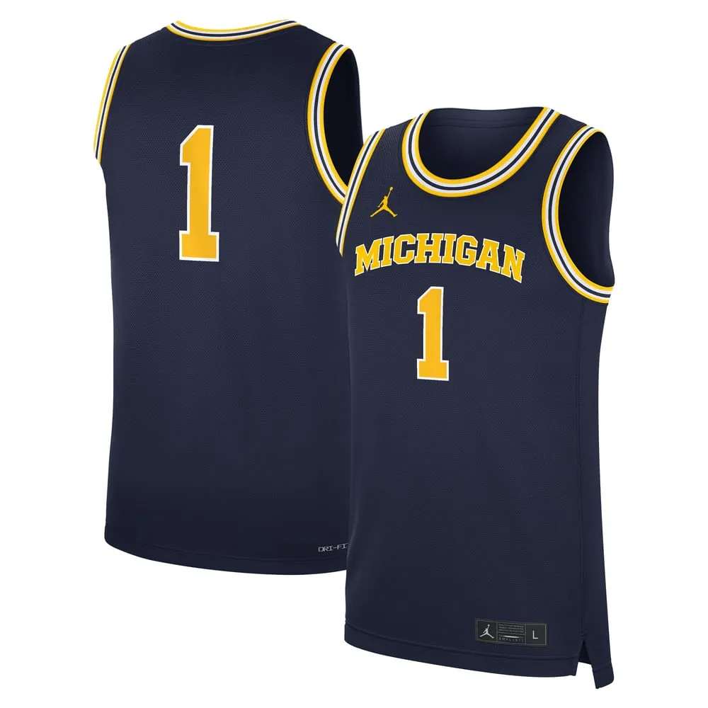 Michigan Wolverines Jordan Brand Road Replica Basketball Jersey
 - Navy