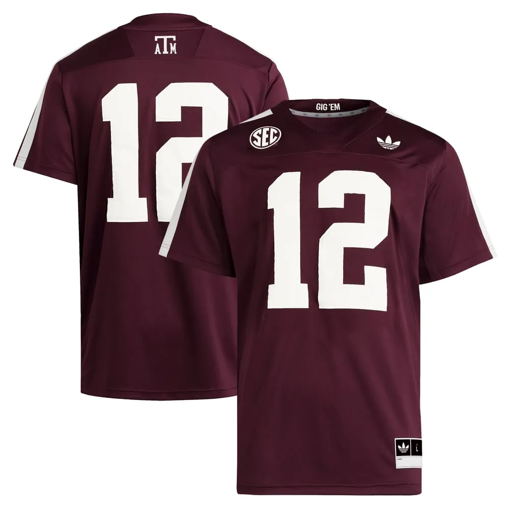 #12 Texas A&M Aggies adidas Premier Strategy Jersey - Maroon