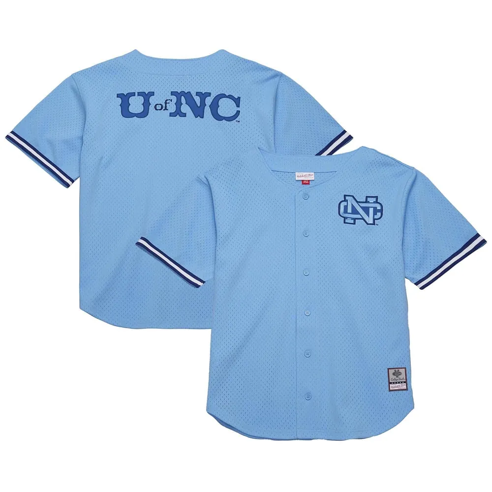 North Carolina Tar Heels Mitchell & Ness Game Time Vintage Mesh Button Front Top - Carolina Blue