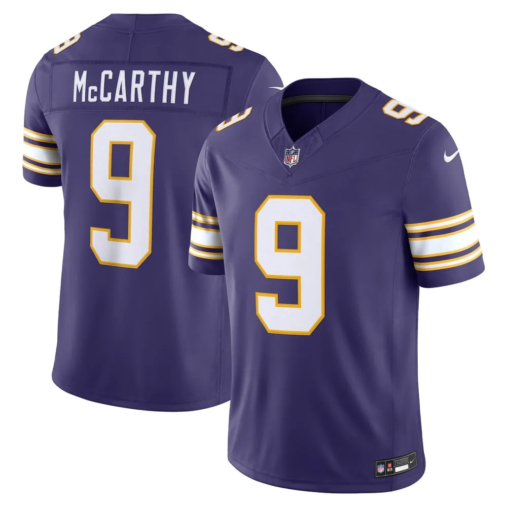 J.J. McCarthy Minnesota Vikings Nike Alternate Classic Vapor F.U.S.E. Stitched Limited Jersey - Purple