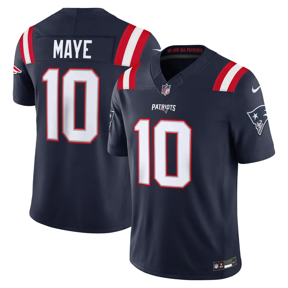 Drake Maye New England Patriots Nike Team Vapor F.U.S.E. Stitched Limited Jersey - Navy