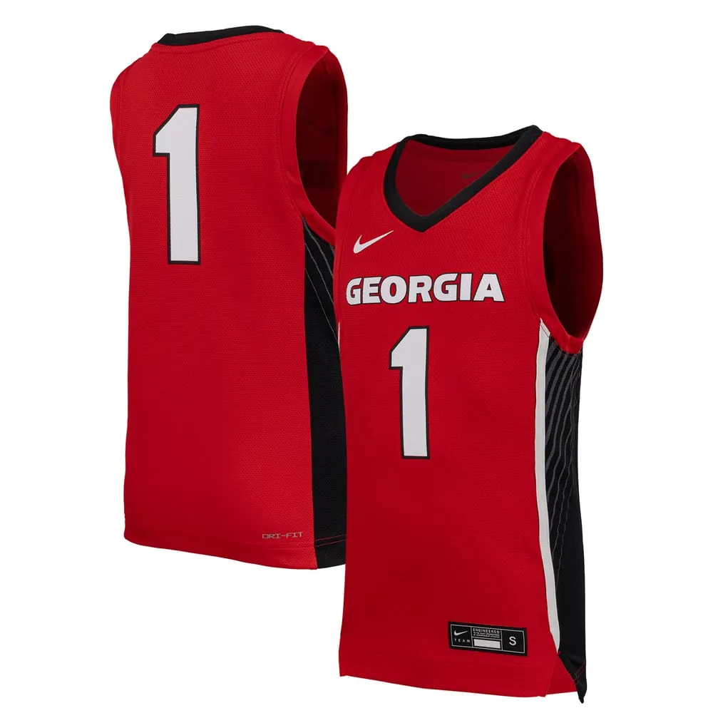 #1 Georgia Bulldogs Nike Youth Replica Basketball Jersey - Red