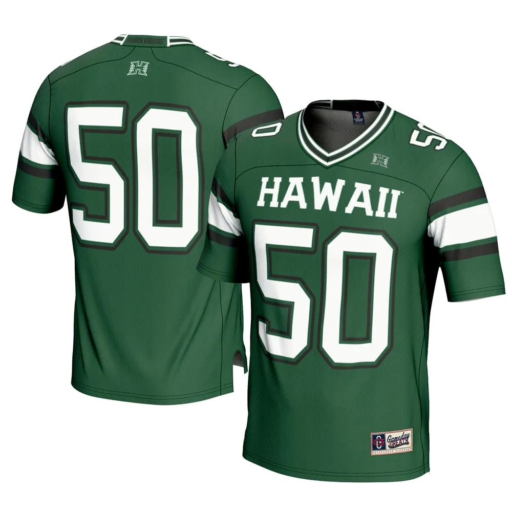 #1 Hawaii Rainbow Warriors GameDay Greats Football Jersey - Green