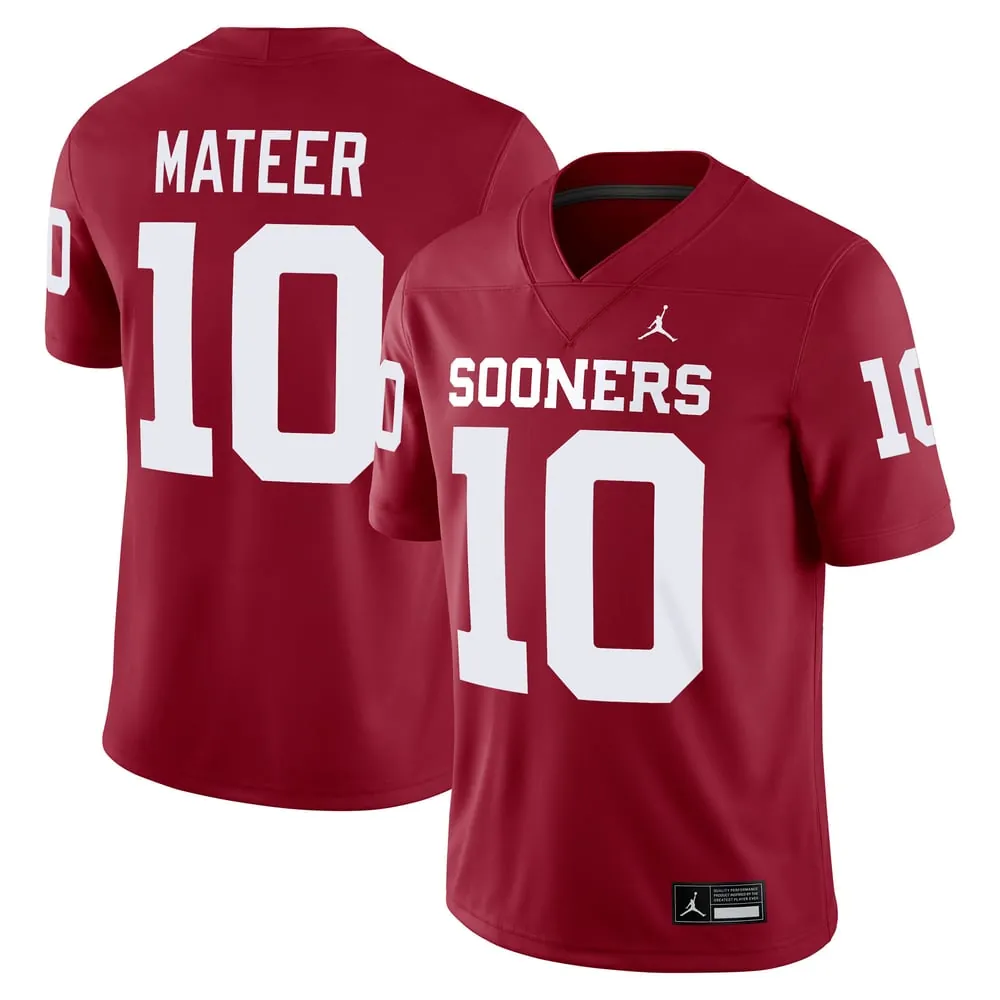 John Mateer Oklahoma Sooners Jordan Brand Home  NIL Football Game Jersey - Crimson