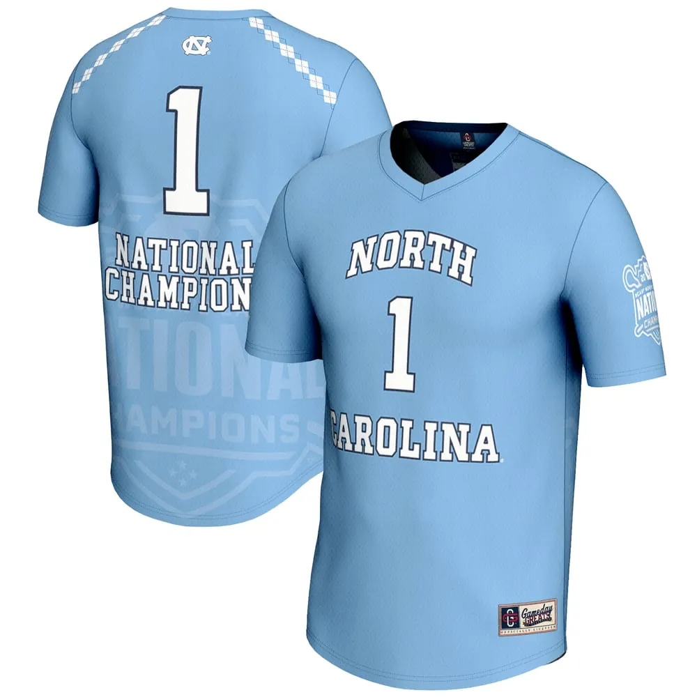 #1 North Carolina Tar Heels GameDay Greats Unisex 2025 NCAA Women's Lacrosse National Champions Lightweight Fashion Jersey - Carolina Blue